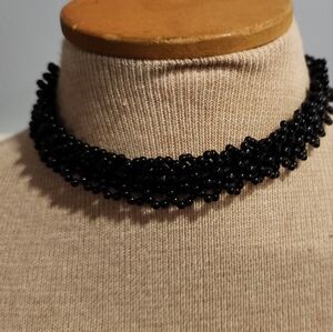Source Unknown Black Glossy Beaded Necklace